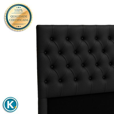 Cabeceira Estofada Casal Luna Nature Material Sintético Preto 138x136