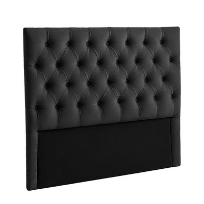 Cabeceira Estofada Casal Luna Nature Veludo Preto 138x136
