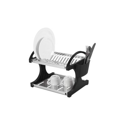 Escorredor de Pratos Brinox em Inox com Porta-Talheres Preto