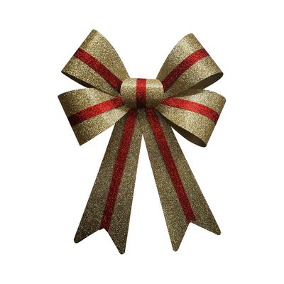 Laço de Natal Le Glitter Dourado e Verde 26x40cm