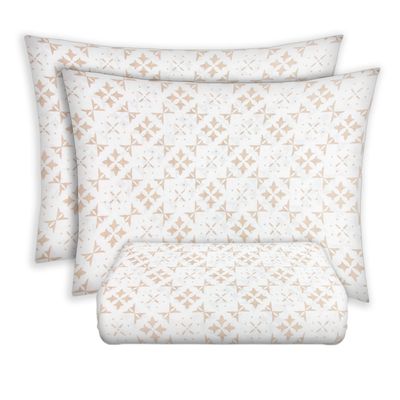 Jogo de Cama Casal Le Casa Nostalgia 100% Poliéster Bege 3 Peças