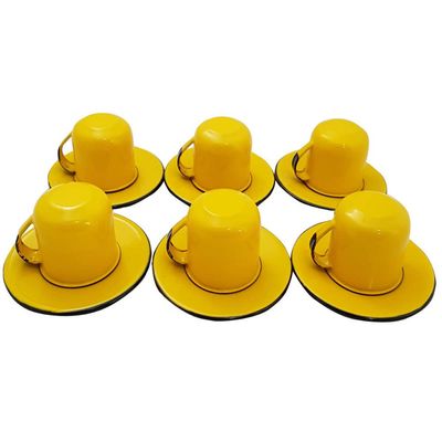 Jogo 6 Xícaras com Pires Caneca Esmaltada 180ml