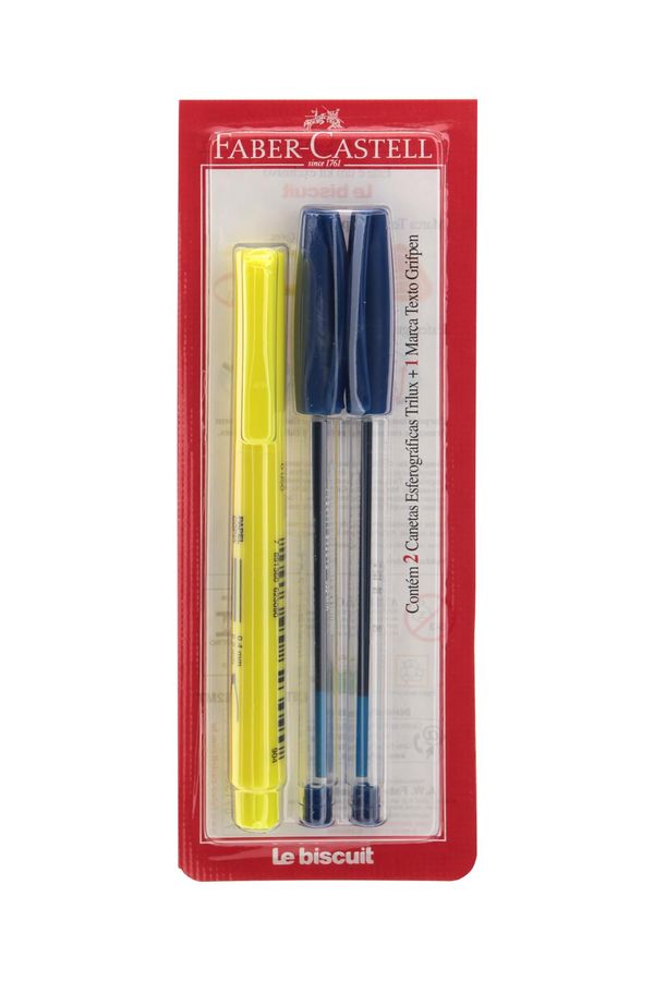 Kit Escrita Faber-Castell Le 2 Canetas Trilux 1.0mm e Marca texto Grifpen