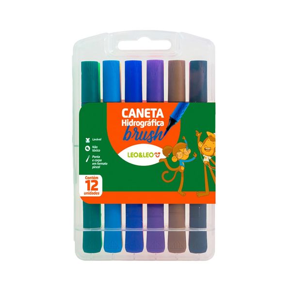 Marcador Artístico Leonora Brush Ponta Pincel 12 Cores Vibrantes