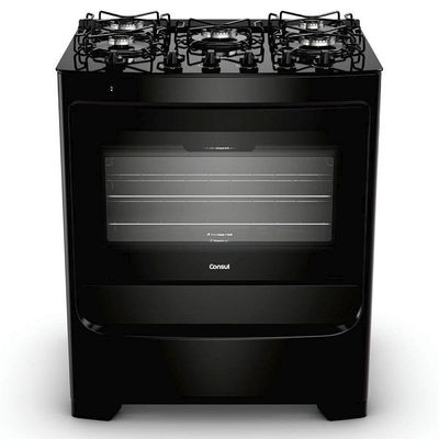 Fogão 5 Bocas Bivolt Com Mesa De Vidro Consul Preto Bivolt