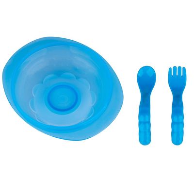 Kit Prato Bowl Dermiwil com Talheres Azul Azul