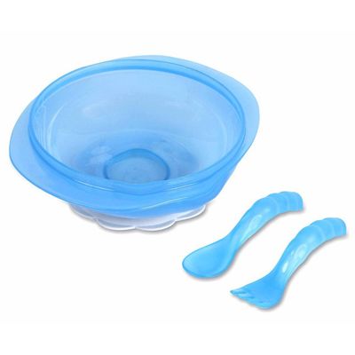Kit Prato Bowl Dermiwil com Talheres Azul Azul
