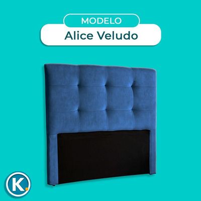Cabeceira Estofada King Alice Nature Veludo Azul 193x136