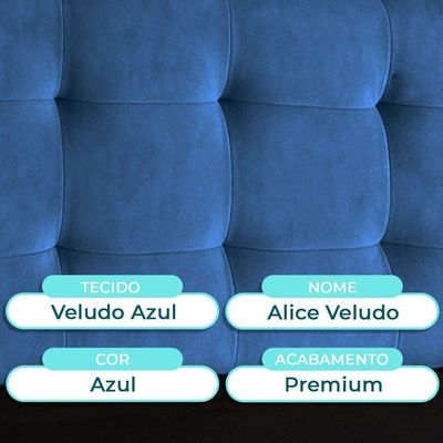 Cabeceira Estofada King Alice Nature Veludo Azul 193x136
