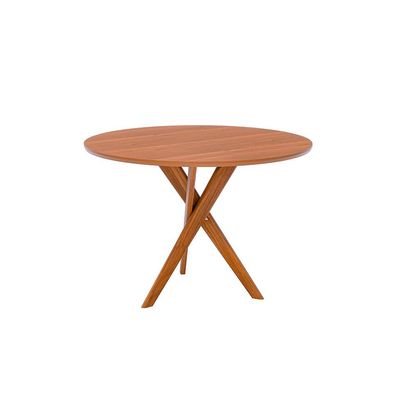 Conjunto de Mesa Redonda com Tampo MDF Cacau e 4 Cadeiras Juparanã Revestimento Sintético Marrom e Cinamomo