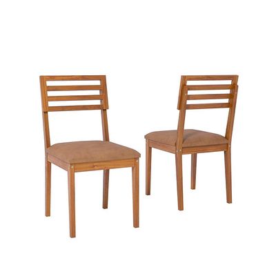 Conjunto de Mesa Redonda com Tampo MDF Cacau e 4 Cadeiras Juparanã Revestimento Sintético Marrom e Cinamomo