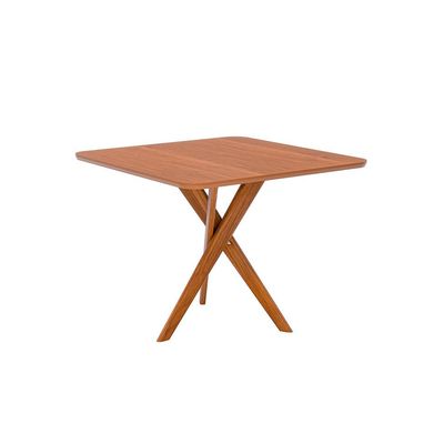 Conjunto de Mesa Quadrada com Tampo MDF Cacau e 4 Cadeiras Encanto Linho Bege e Cinamomo