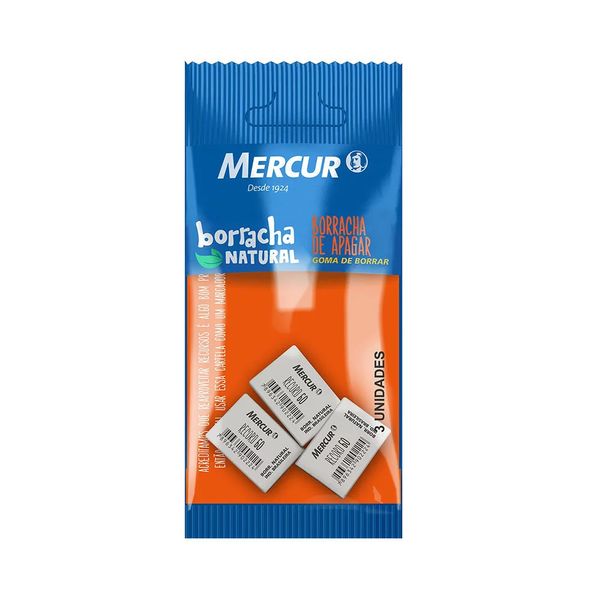 Borracha Mercur Record 60 Branca, Azul e Rosa 3 Unidades Borracha Mercur Record 60 Branca, Azul e Rosa 3 Unidades