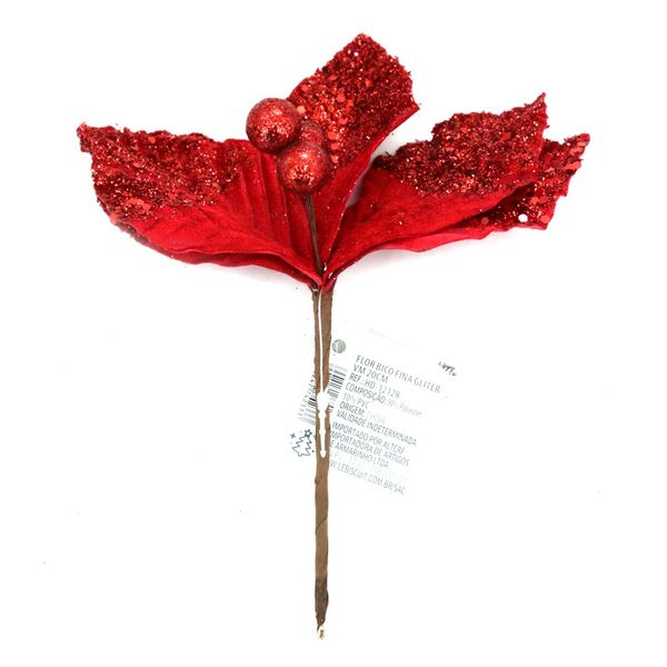 Flor Bico Glitter Vm 20cm CV23368 Cazza