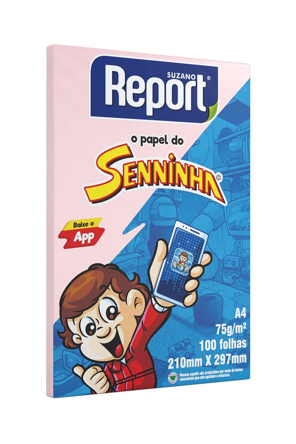 Papel Sulfite A4 Report Senninha Rosa com 100 Folhas 75g