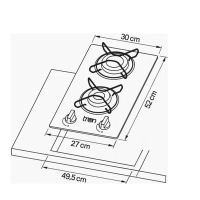 Cooktop Tron 2 Bocas Gás GLP Mesa De Vidro Preto Bivolt