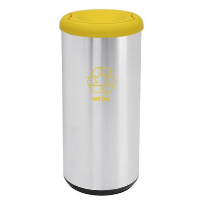 Lixeira Inox Tramontina Cápsula Selecta Plus Basculante com Acabamento Scotch Brite e Tampa Basculante Amarela em Polipr