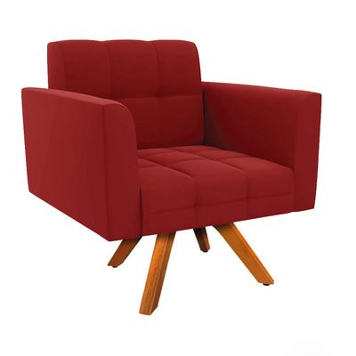 Poltrona Sala Decorativa Kit 2 Elisa Giratória Castanho MM30 Veludo Marsala D03 - D'Rossi