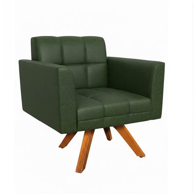 Poltrona Sala Decorativa Kit 2 Elisa Giratória Castanho MM30 Sintético PU Verde D03 - D'Rossi