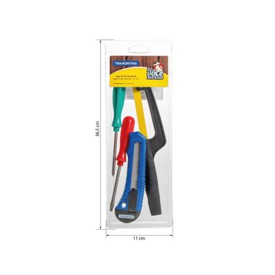Kit de Ferramentas Tramontina com Estilete Chaves de Fenda e Miniarco de Serra 4 Peças