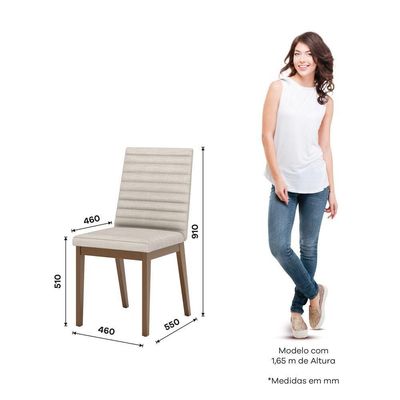 Conjunto 2 Cadeiras Elena Para Mesa De Jantar Nature Com Linho
