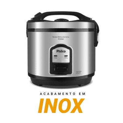 Panela de Arroz Elétrica Philco 6 Xícaras Inox 400W PPA06A 220V