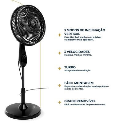 Ventilador de Coluna Britânia Maxx Force 6 Pás 75W BVC31A 220V