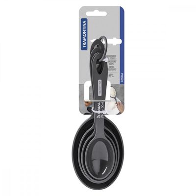Jogo de Xicaras Medidoras Tramontina Bakery em ABS Grafite 4 Peças