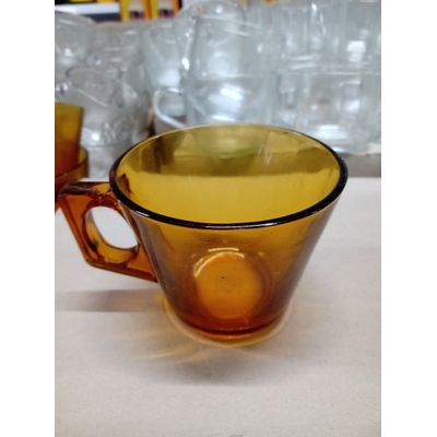 Jogo Xicaras Cha Cafe Vidro Ambar Vidro 4pcs