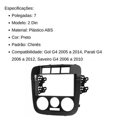 Central Multimídia 2 Din Mp5 Saveiro G4 Câmera Moldura Tela Pt