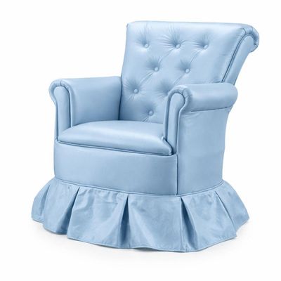 Poltrona Amamentação Descanso Balanço Confortável Quarto Cadeira Sala Leitura Corino Azul