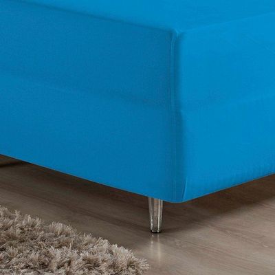 Lençol Com Elástico Queen Nobre 1 Peça Luva De Box 55cm De Altura Malha 100% Algodão - Turquesa