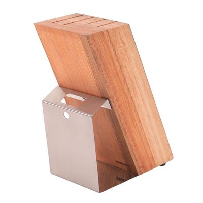 Cepo De Madeira Com Inox Para Facas Universal Kort Domama