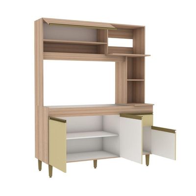 Armário De Cozinha Compacta Em Mdp Mel E Areia 1,95 X 1,53
