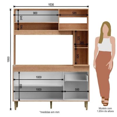 Armário De Cozinha Compacta Em Mdp Mel E Areia 1,95 X 1,53