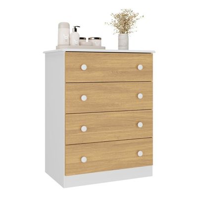 Cômoda Infantil 65cm Com 4 Gavetas Encanto Multimóveis Mp4427 Branco/madeirado Branco/madeirado