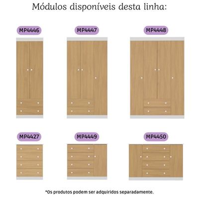 Cômoda Infantil 65cm Com 4 Gavetas Encanto Multimóveis Mp4427 Branco/madeirado Branco/madeirado