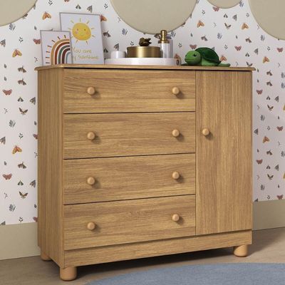 Cômoda Infantil 95cm 1 Porta E 4 Gavetas Allegra Multimóveis Mp4444 Madeirado Madeirado
