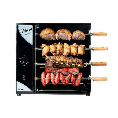 Churrasqueira a Gás Rotativa Vitta Arke 04 Espetos Preto / 220V