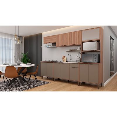 Armário Aéreo 120cm Louise 3 Portas Móveis Sul Nogal