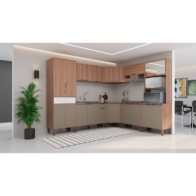 Armário Aéreo 120cm Louise 3 Portas Móveis Sul Nogal