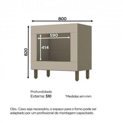 Balcão Para Forno Em Mdf Henn Connect Duna-cristal