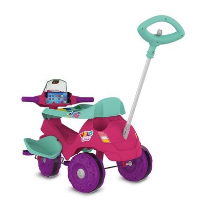 Triciclo Velobaby Passeio E Pedal Rosa Bandeirante