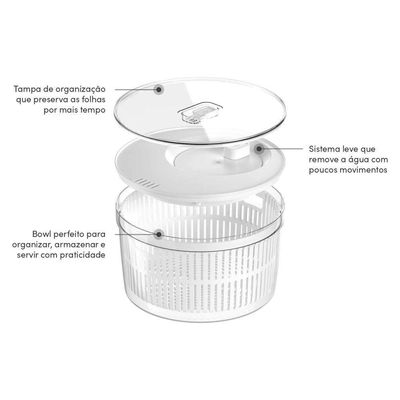 Secador De Saladas Com Tampa 5,5 L Clear Fresh Ou