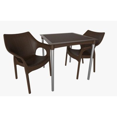 Mesa Quadrada Atto Ratan Chocolate Grifit