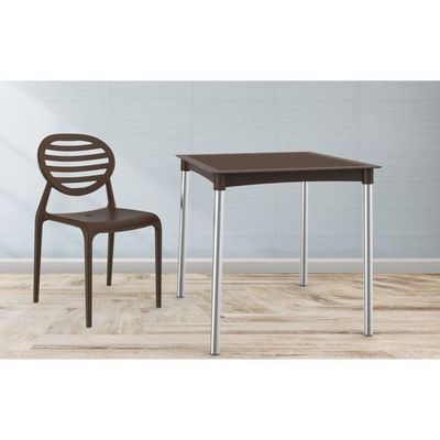 Mesa Quadrada Atto Ratan Chocolate Grifit