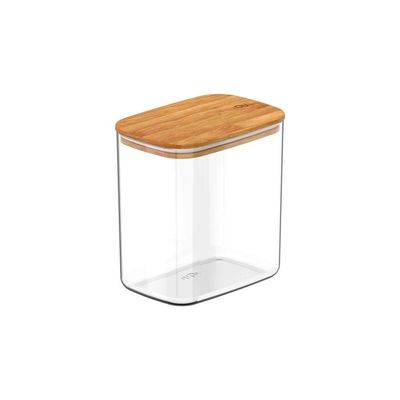 Conjunto De Potes Herméticos Retangular Keep 3 Peças Transparente Com Tampa De Bambu Ou