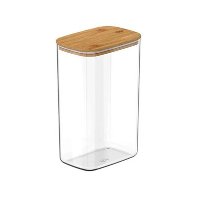 Conjunto De Potes Herméticos Retangular Keep 3 Peças Transparente Com Tampa De Bambu Ou