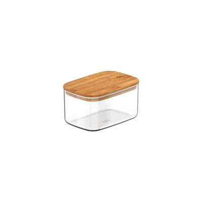 Conjunto De Potes Herméticos Retangular Keep 3 Peças Transparente Com Tampa De Bambu Ou