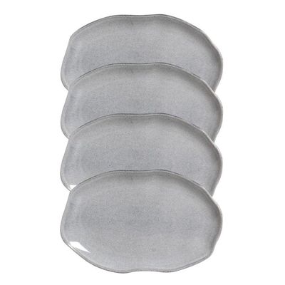 Conjunto Com 04 Travessas Oval Rasa Média 30x20 Cm Orgânico Dust Porto Brasil